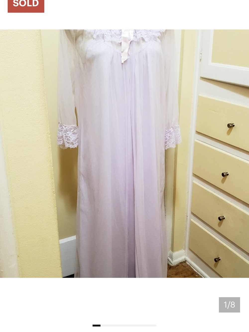 Vintage Flair Lingerie Peignoir Robe & Nightgown Set lace sheer
